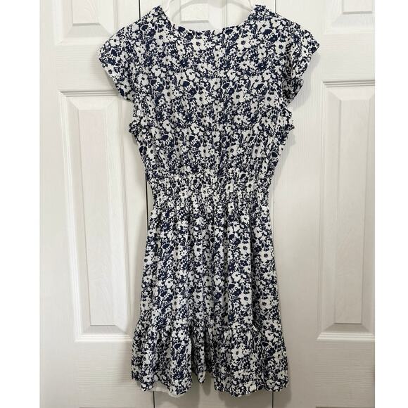 Rails Tara Navy Blue and White Lined Floral Dress Size Medium - Picture 5 of 9